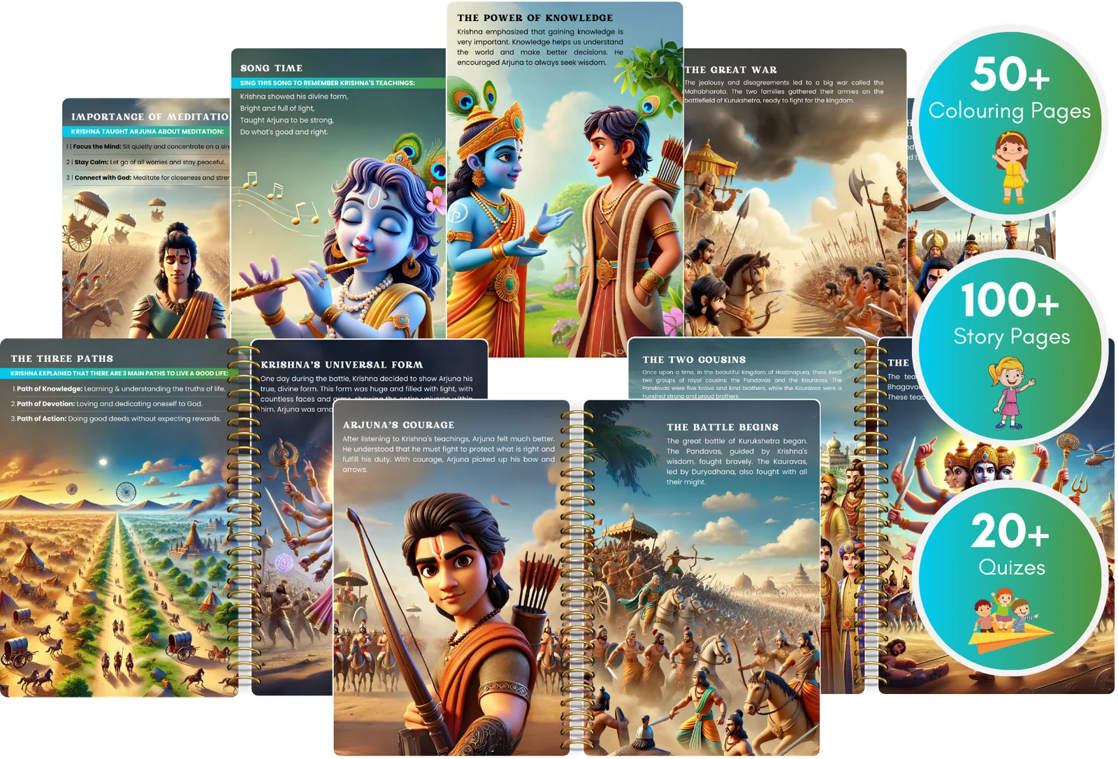 Bhagavad Gita for Kids - Hindi & English (Bonus : Wall Art + Colouring Book)